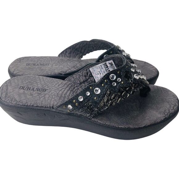 Durango women’s sandals smoke black with hints of brown shimmer size 6 leather - Picture 3 of 9